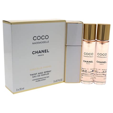 chanel coco mademoiselle eau de parfum twist and spray|coco chanel perfume gift box.